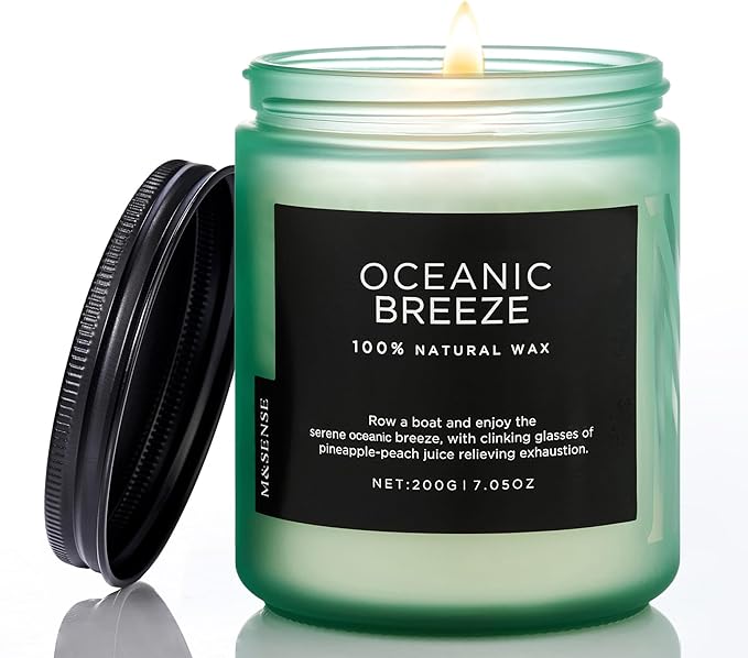 M&SENSE Candle Oceanic Breeze Scented Candle, Long Lasting Pineapple & Mango Scented Natural Soy Wax Candles 7.05oz 50 Hours Burn for Home Scented, Stress Relief Gifts for Women/Men-Ruum Studio Home