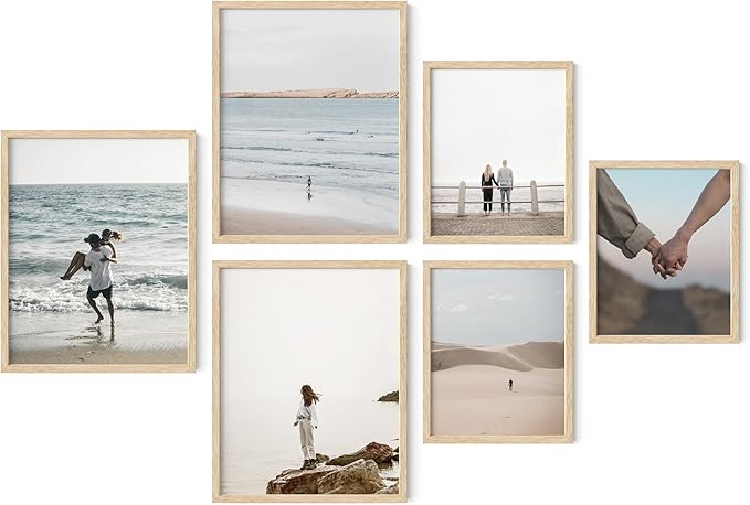 HAUS AND HUES Photo Frame Set - of 6 Picture Set, Bulk Frames, Collage for Wall, Gallery Wall Frames Pack (Three 8x10, Three 11x14 Beige)-Ruum Studio Home
