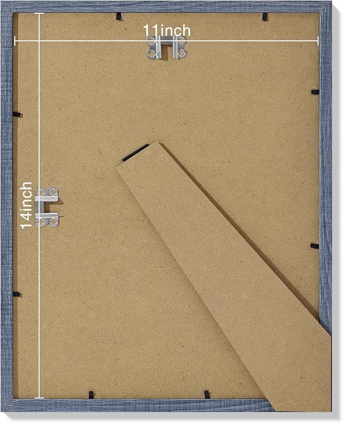 Vittanly 11x14 Picture Frames Set of 9, Shatter Resistant Plexiglass, Display 8x10 Pictures with Mat or 11x14 without Mat, Photo Frames for Wall or Tabletop, Engineered Wood, Navy-Ruum Studio Home
