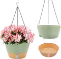 ZMTECH 12 Inch Hanging Planters for Indoor Plants, 2 Pack Self Watering Hanging Planter with Visual Reservoir, Hanging Pots for Plants Outdoor with Drainage Hole and Plant Hanger(Green)-Ruum Studio Home