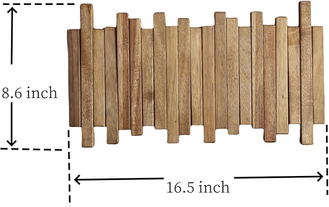 Natural Wood Wall Mounted Piano Coat Rack| Coat Rack Wall Mount| Flip Down Wall Hook Rack 5 Hooks| Entryway Wall Art Hook,Made of Acacia Wood (Wood Wax Oil staining Light Brown).-Ruum Studio Home