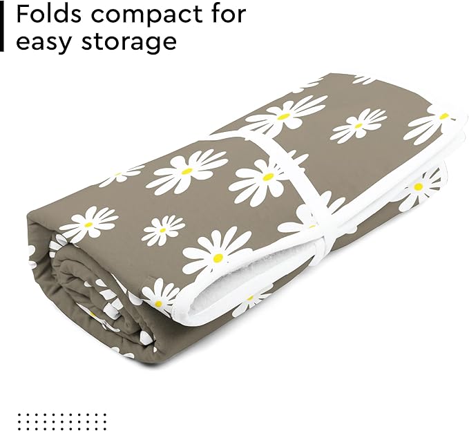 Encasa XO Ironing Mat/Pad (Large 48"x28") with 3mm Padding & Silicone Iron Rest for Steam Pressing on Tabletop or Bed - Heat Resistant, Portable, Quilting & Travel Blanket - Daisy Grey-Ruum Studio Home