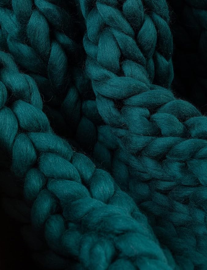 Knitted Throw Blanket for Sofa,Handmade Knit Chunky Blanket Throw Sofa Throw for Gift Sofa Bed,Chunky Knit Blanket(Dark Green 40"x60")-Ruum Studio Home