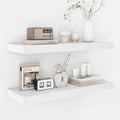 Fun Memories 24 Inch Floating Shelves - Deep Rustic White Wooden Wall Shelves - Extra Deeper & Thicker Wall Mounted Storage Shelf for Bedroom, Kitchen, Farmhouse - 2 Pack, Rustic White-Ruum Studio Home