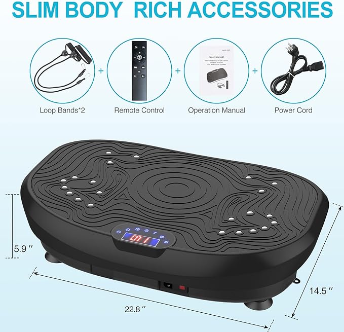 AXV Vibration Plate Exercise Machine Whole Body Workout Power Vibrate Fitness Platform Vibrating Machine Exercise Board for Weight Loss Shaping Toning Wellness Home Gyms Workout-Ruum Studio Home