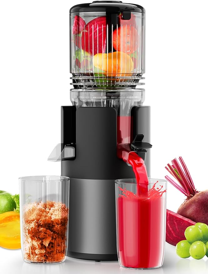 Cold Press Juicer Machines, High Nutrient Retention, 99% Juice Yield, 5.3" Wide Feed Chute for Whole Fruits & Vegetables, Quiet Slow Masticating Juicer, BPA-Free, Easy to Clean-Ruum Studio Home