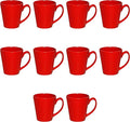 DISCOUNT PROMOS Glossy Ceramic Latte Coffee Mug 12 oz. Set of 10, Bulk Pack - Perfect for Tea, Espresso, Cappuccino, Hot Cocoa - Red-Ruum Studio Home