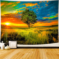 Delur Sunset Tree of Life Tapestry Forest Nature Landscape Wall Hanging Tapestry Scenic Tree Woodland Natural Sunrise Headboard for Bedroom Living Room Home Decor (51.2" x 59.1")-Ruum Studio Home