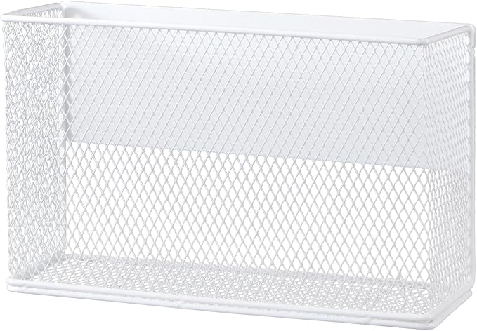 Magnetic Basket Organizer Holder for Fridge Magnetic Storage Bin Box Containers, White Magnetic Locker Organizer Holder for Kitchen Storage, Magazine, Whiteboard,10" × 3.34" ×5.9"-Ruum Studio Home