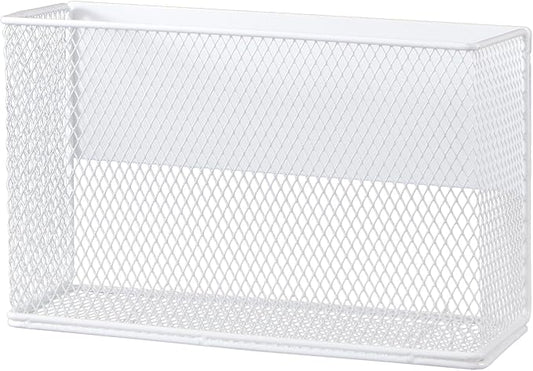 Magnetic Basket Organizer Holder for Fridge Magnetic Storage Bin Box Containers, White Magnetic Locker Organizer Holder for Kitchen Storage, Magazine, Whiteboard,10" × 3.34" ×5.9"-Ruum Studio Home