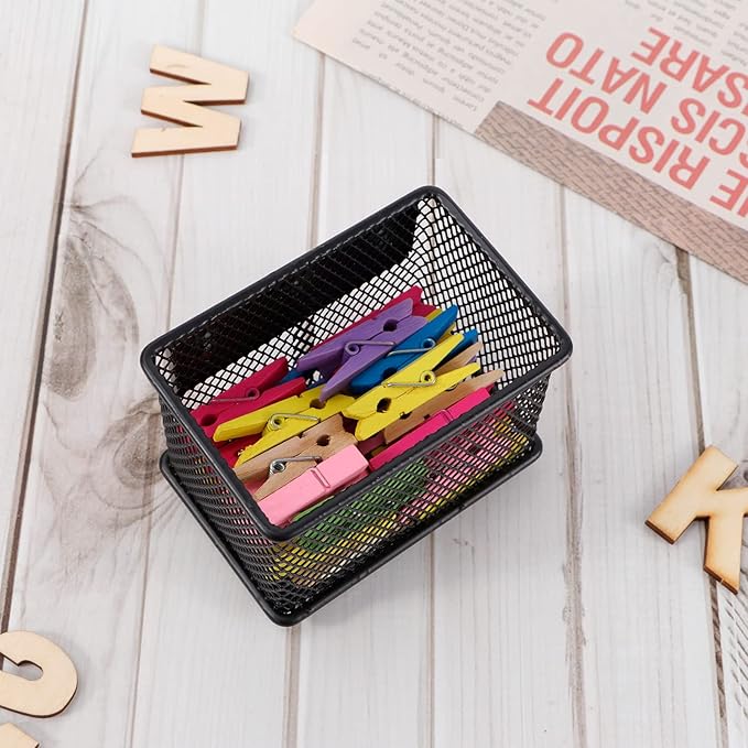 Black Magnetic Basket Set of 2, Refrigerator Basket, Magnetic Baskets Heavy Duty, Magnetic Locker Organizer Holder for Whiteboard Office, 3.42'' × 2.36'' × 2.55''-Ruum Studio Home