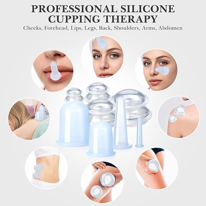 16 Pcs Silicone Cupping Therapy Set Anti Cellulite Cup Vacuum Suction Massage Cup Silicone Cupping Therapy Set for Cellulite Reduction Myofascial Release Massage Therapist Home Use (Clear)-Ruum Studio Home