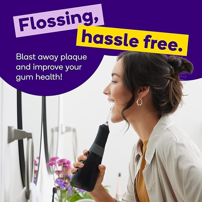 BURST Electric Water Flosser for Teeth Cleaning (3 Modes/White) | Cordless | Plaque Removal Between Braces & Dental Work | Portable Floss | Refillable 110mL Tank-Ruum Studio Home