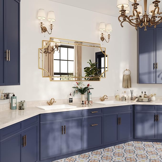 Kelly Miller 24"x48" Large Gold Mirror for Wall, Gold Traditional Wall Mirror Art Decorative Mirror Beveled Full Length Mirror Home Decor for Bathroom Living Room Bedroom Kitchen Farmhouse Entryway-Ruum Studio Home