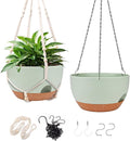 Hanging Planters for Outdoor Indoor Plants, 2 Pack 12 Inch Hanging Basket Plants Outdoor, Self Watering Hanging Planter with Plant Hanger for Garden Home Decoration (2 Type Plant Hangers Green)-Ruum Studio Home