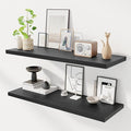 40" Floating Shelves for Wall, 12" Deep Slim Black Floating Shelves, Wall-Mounted Shelves for Bedroom, Living Room, Kitchen, Bathroom - Set of 2-Ruum Studio Home