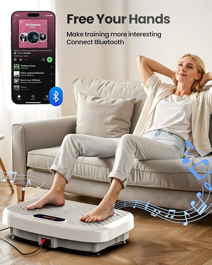 Vibration Plate Exercise Machine, Vibration Plate Platform for Lymphatic Drainage, 200 Adjustable Speeds Power Shaping Vibrating Plate Helps Weight Loss, Shaping, Max Weight 450 Lbs-Ruum Studio Home