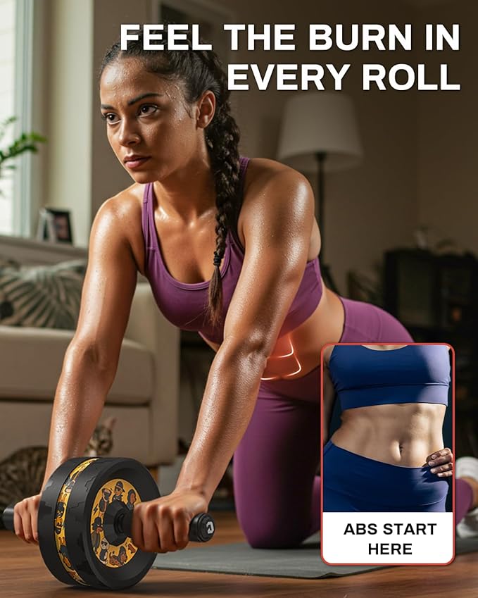 VINSGUIR Ab Roller Wheel, Abs & Core Workout Equipment for Home Gym with Knee Pad Accessories, Abdominal Wheel for Full-body Strength Training-Ruum Studio Home