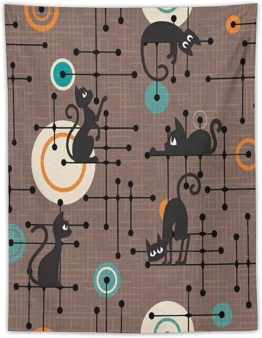 ICMOLYYENLO Boho Medieval Cat Tapestry, Abstract Atomic Starburst Geometric Aesthetic Art Wall Hanging For Bedroom Living Room Dormitory 30x40 Inches-Ruum Studio Home