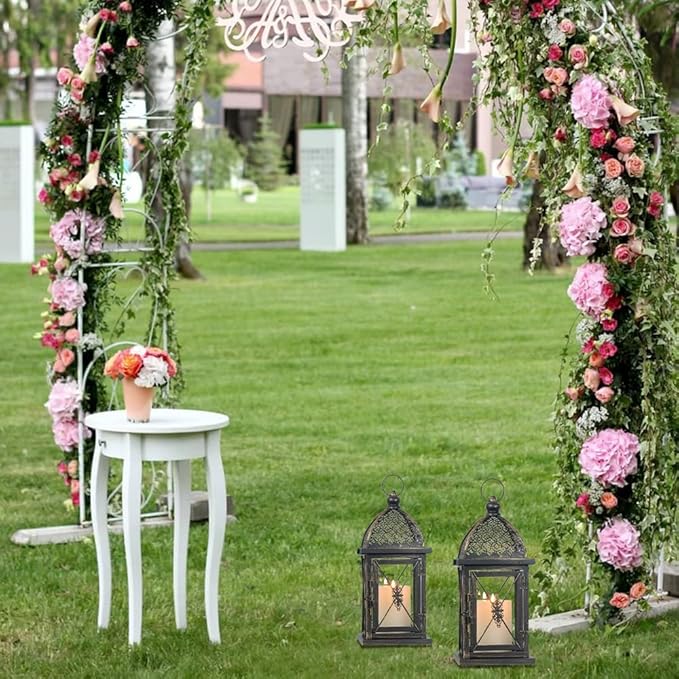 NEEDOMO 14.4" Outdoor Lantern, Large Vintage Lanters Decorative Indoor with Clear Glass, Metal Candle Lantern Decor for Home, Table, Patio, Front Porch, Rustic Farmhouse Wedding Shelf-Ruum Studio Home