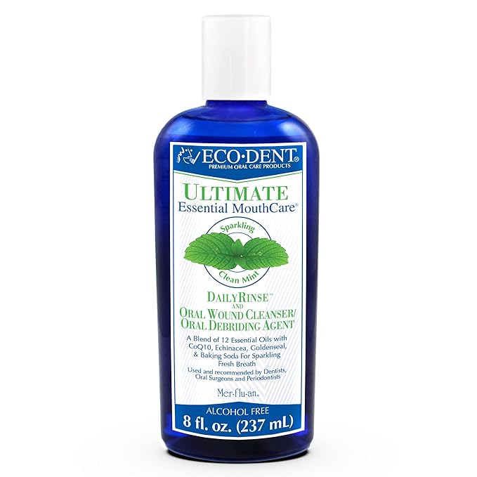 Eco-Dent Alcohol-Free Mouthwash, Mint - Ultimate Essential MouthCare, Oral Care Mouth Wash for Adults, Baking Soda Mouth Rinse with Essential Oils + DailyRinse Single-Use Pack, Mint-Ruum Studio Home