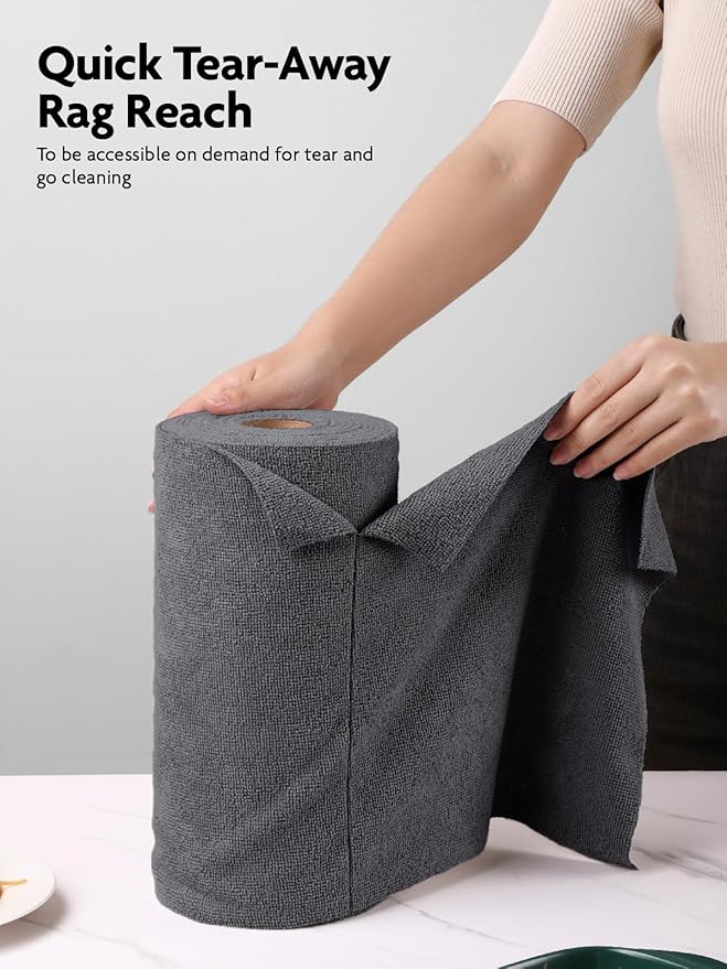 Fantasticlean Microfiber Cleaning Cloth Roll -40 Pack, Tear Away Microfiber Towels, 12" x 12", Reusable, Washable, Scratch Free, Ultra Absorbent Dish Rags for Car, Home, Garage or Shop (DimGrey)-Ruum Studio Home