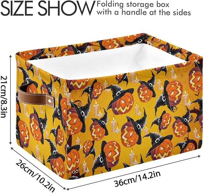 Storage Basket Bin Organizer Basket Collapsible Shelf Basket Cube with handle for Nursery Bedroom Bathroom, one sizex1, Pumpkin-Ruum Studio Home