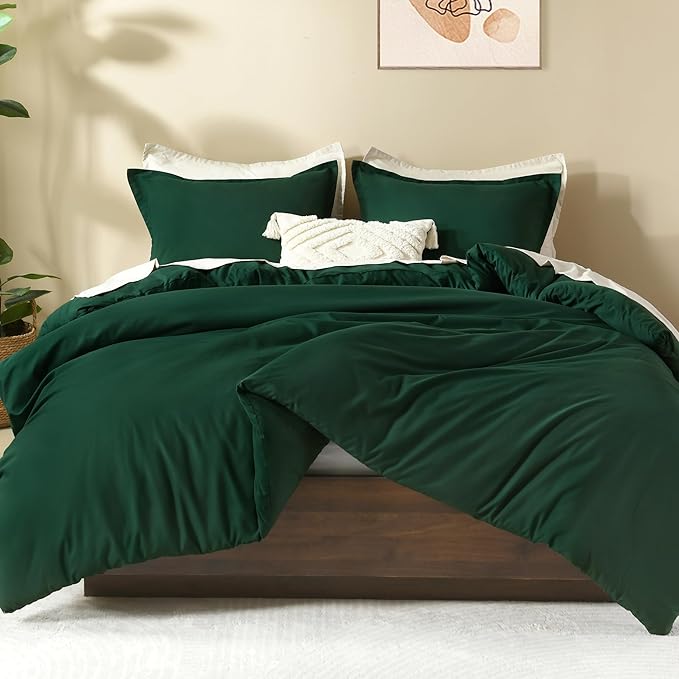 Litanika Comforters Emerald Green Oversized King Size, 3 Pieces Lightweight Solid Bedding Comforter Set, All Season Fluffy Bed Set (120x98In Comforter & 2 Pillowcases)-Ruum Studio Home