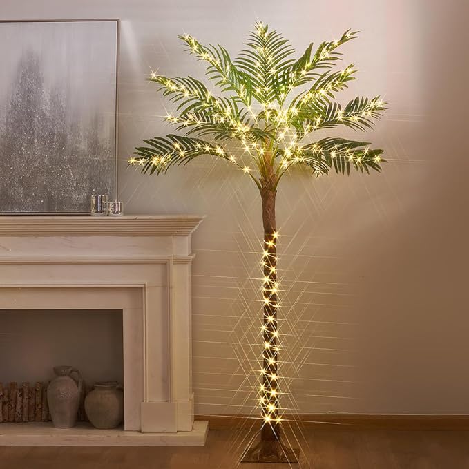 Birchlitland Lighted Palm Trees for Outside Patio 6FT 220 LED Fairy Lights, Artificial Palm Tree Lights Plug in for Home Pool Beach Decoration-Ruum Studio Home