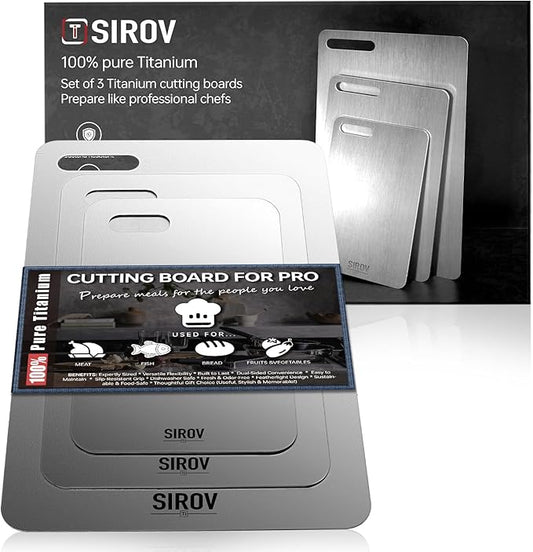 Titanium Cutting Board, 100% Pure Titanium Cutting Boards For Kitchen, Best Non Toxic titanium chopping board, Dishwasher safe, Hygiene and Durability for Meat, Fruit, and Vegetables (3PCS)-Ruum Studio Home