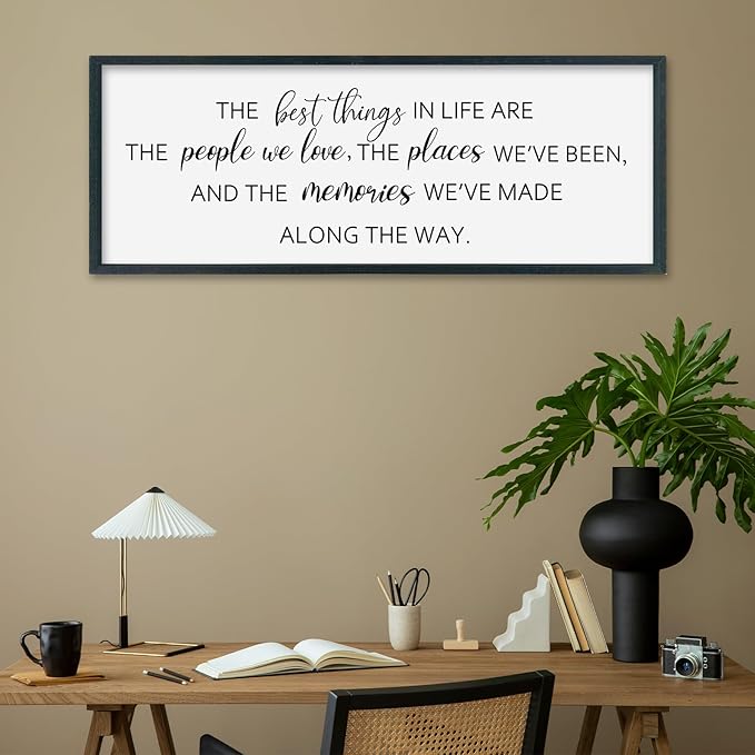 SRSZHIYUE The Best Things in Life Sign Wall Decor Art 40"×15" for family Home Bedroom Adventure Large Wood Framed Wall Hanging (Black)-Ruum Studio Home