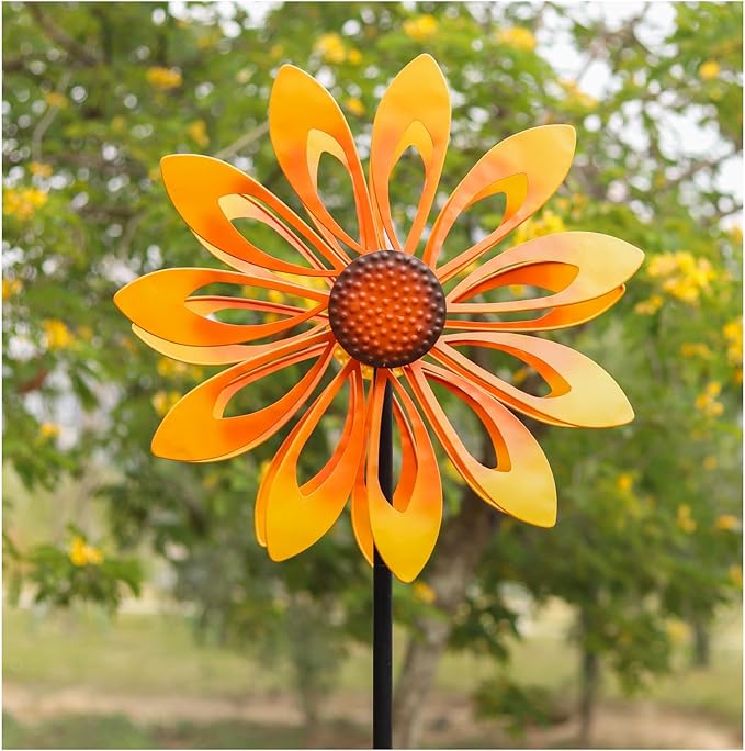 Floral Yard Garden Wind Spinners - Kinetic Outdoor Metal Wind Spinners, Lawn Yard Garden Decor, Birthday Gifts for Women(Sunflower)-Ruum Studio Home