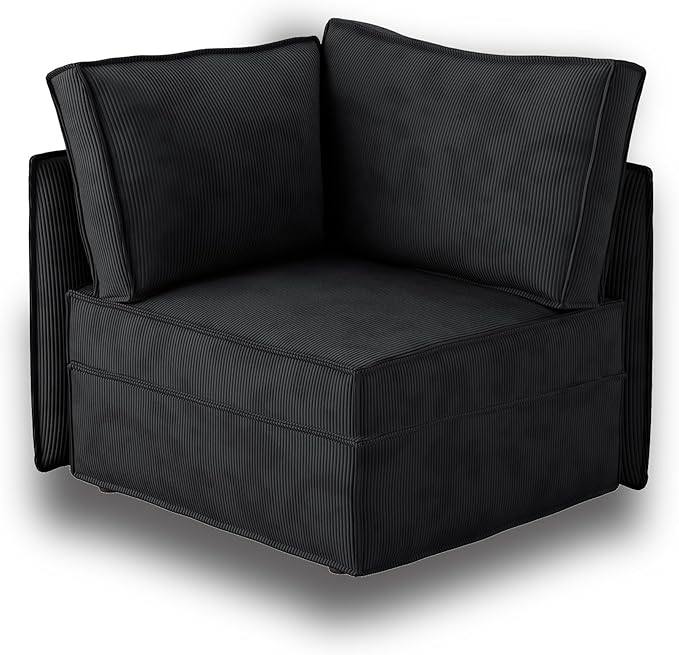 HOOOWOOO Modular Sectional Sofa Couch,Matching Free Combination Cloud Couch Corner Chair(Black Corduroy)-Ruum Studio Home