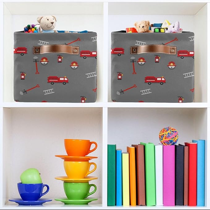 Storage Basket Bin Firefighter Equipment and Tools Organizer Basket Collapsible Shelf Basket Cube with handle for Nursery Bedroom Bathroom-Ruum Studio Home