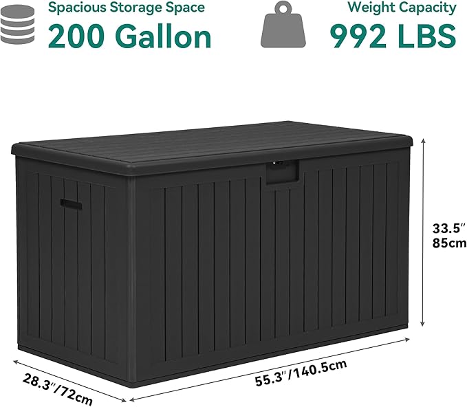 YITAHOME 200 Gallon Extra Large Deck Box, Double-Wall Resin Outdoor Storage Box with Flexible Divider for Patio Cushions Pool Supplies Garden Tools, 990 lbs Load Capacity, Lockable (Black)-Ruum Studio Home