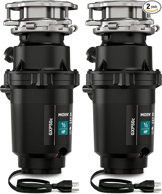 Moen Prep Series PRO 1/2 HP Continuous Feed Compact Garbage Disposal, Power Cord Included, GXP50C (Pack of 2)-Ruum Studio Home
