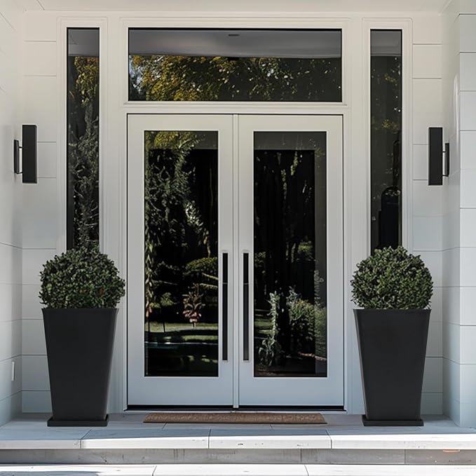 La Jolíe Muse Tall Planters 20 Inch, Flower Pot Pack 2, Patio Deck Indoor Outdoor Garden Tree Planters (Black)-Ruum Studio Home