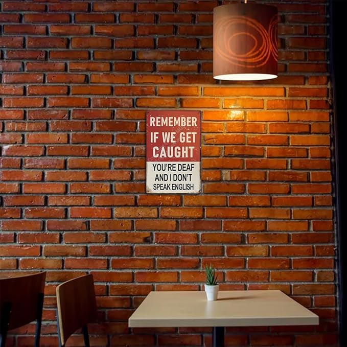 "Remember If We Get Caught" Funny Bar Sign or Man Cave Decor | 12x8″ Durable Vintage Metal Beer Signs Wall Decorations for Home Bar/Basement/Garage/Mancave, 2354-Ruum Studio Home