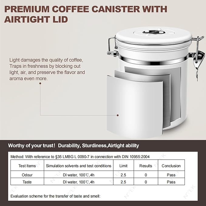 ShanSon Coffee Canister Airtight Coffee Container Stainless Steel Coffee Bean Storage Container with Scoop Coffee Canister for Beans Grounds Sugar Flour Tea Cereal,16OZ, White-Ruum Studio Home
