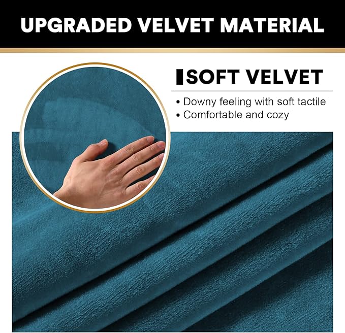 PrinceDeco Sectional Couch Covers 4 Pieces Couch Covers for Sectional Sofa Velvet Separate Sectional Couch Covers L Shape for Left/Right Chaise Sectional Couch(3 Seater + 1 Chaise,Deep Teal)-Ruum Studio Home