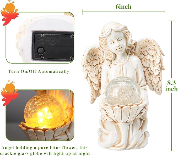Angel Statue Outdoor Decor, Angel Gardening Gifts with Solar LED Lights-Ruum Studio Home
