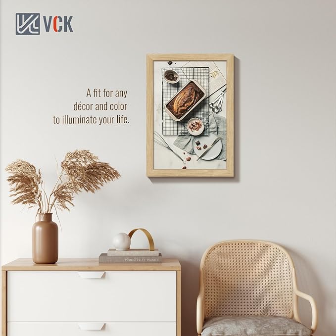 VCK 13x19 Oak Wood Frame for Poster & Picture, Natural Solid Wood Photo Frames 3 Pack, Wall Gallery Frame-Ruum Studio Home