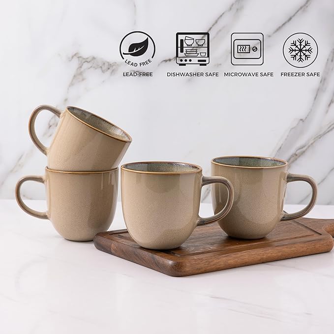 AmorArc 12oz Coffee Mugs, Ceramic Coffee Mugs set of 6 for Man, Woman, Dad, Mom, Modern Coffee Mugs with handle for Latte/Cappuccino/Milk/Cocoa. Dishwasher&Microwave Safe Latte-Ruum Studio Home