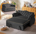 57-Inch Velvet Full Size Sleeper Sofa Couch with Pullout Bed,Convertible Pull Out with Golden Decorative Strip and Adjustable Backrest for Small Spaces,Apartment, Guest Room, RV (Black)-Ruum Studio Home