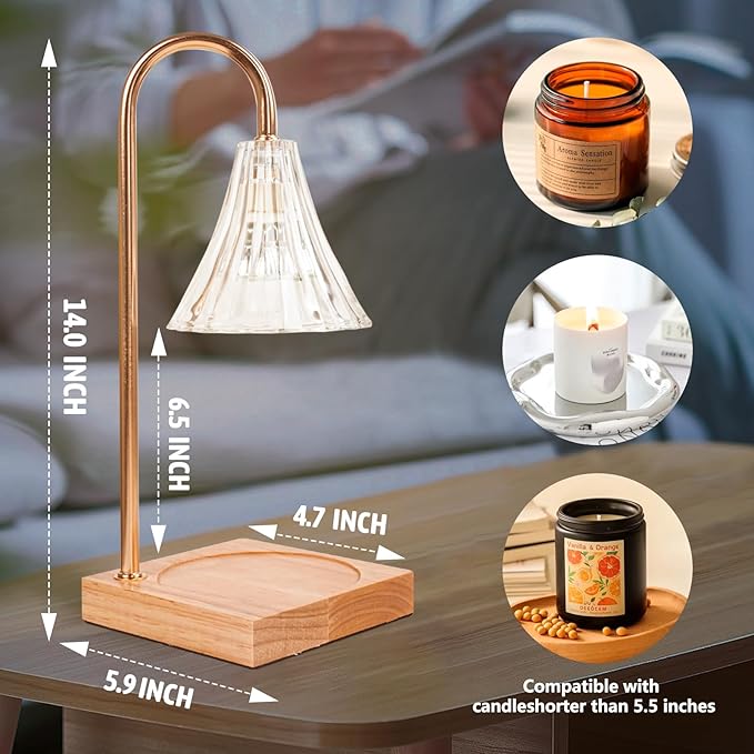 GEEZO Fragrance Candle Warmer Lamp，Electric Candle Warmer with Timer & Dimmer，Mom Christmas Birthday Gifts for Women, House Warming Gifts New Home Bedroom Decor-Ruum Studio Home