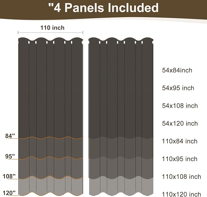 HolidayIdeas 4 Panels Linen Outdoor Curtains for Patio Waterproof White Curtain Panels 95 Inch Length-Wide Weatherproof, Privacy, Outside Curtains for Pergola, Porch, Gazebo-110 Wide x 95" Long-Ruum Studio Home