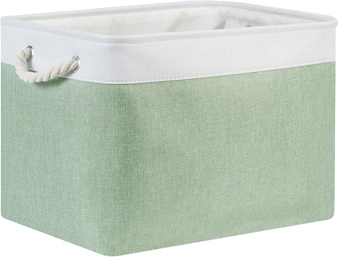 Bidtakay Baskets Fabric Closet Organizer Set of 2 Green Collapsible Storage Bins with Handles 16x12x12 in Large Decorative Tall Baskets for Shelves Nursery Baby Toys Storage Living Room Decor-Ruum Studio Home