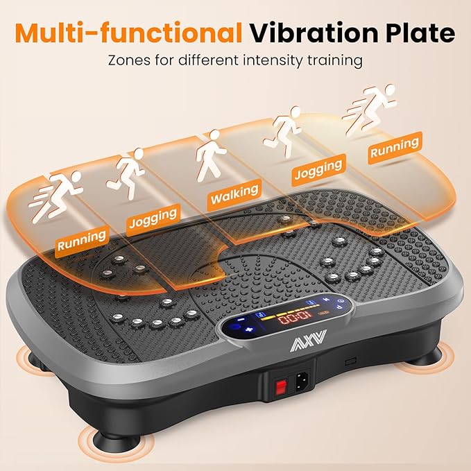 AXV Vibration Plate Fitness Platform Exercise Machine Vibrating Lymphatic Drainage Shaking Full Body Shaker Workout Vibrate Stand Shake Board Sport Gym for Weight Loss Fat Burner for Women Men-Ruum Studio Home