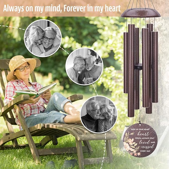 Personalized Wind Chimes, Sympathy Wind Chime, in Loving Memory for Loss of Loved Dad/Mom, Metal Large Memorial Condolences Gifts, Remembrance Wind Chimes for Loss of Loved One-Ruum Studio Home