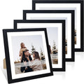 12x12 Picture Frame Set of 4, 12 x 12 Wood Photo Frames with Mat for 10x10 or 30x30cm Diamond Painting Art, Wooden Frame with Real Glass Cover for Wall and Tabletop Display,Black-Ruum Studio Home